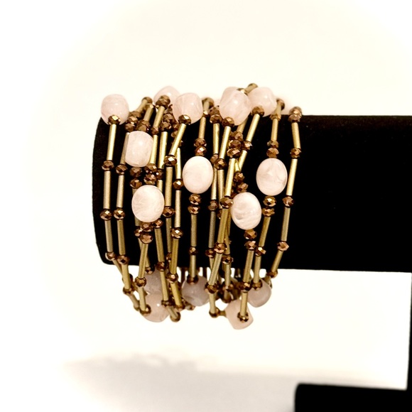 Chico's Multi Strand Pink and Gold Bead Stretch Bracelet NWT - Picture 4 of 7